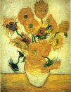 Still Life Vas Dengan Empat Belas Sunflowers 1889