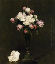 White Roses And Roses In A Footed Glass