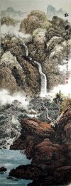 Montagnes, cascade - Peinture chinoise