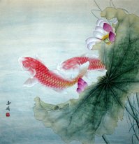 Fish & Lotus - peinture chinoise