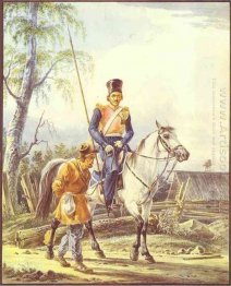 A Mounted Cossack Escorting a Peasant