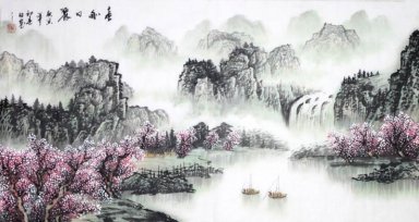 Air Dan Pohon - Fangzi - Lukisan Cina