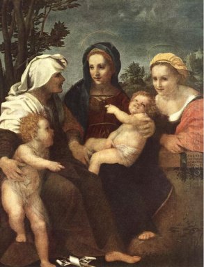 Madonna en kind met Sts Catherine, Elisabeth en Johannes de Bap