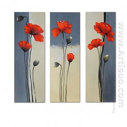 Hand-painted Floral Oil Painting - Set of 3