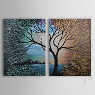 Hand-painted Abstract Oil Painting - Set of 2