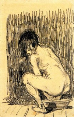 Femme nue accroupie dessus d\'un bassin 1887