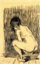 Femme nue accroupie dessus d'un bassin 1887