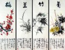 Plum, Anggrek, Bambu, Krisan-Fourinone - Lukisan Cina