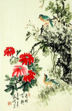 Oiseaux et fleurs - Peinture chinoise