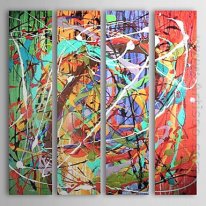 Hand-painted Abstract Oil Painting - Set of 4