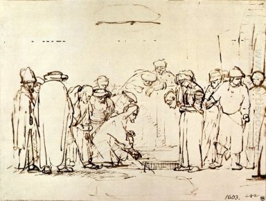 Jezus en De Adulteress door Rembrandt