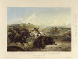 Indians hunting the bison, plate 31 from Volume 2 of 'Travels in