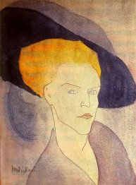 head of a woman with a hat 1907