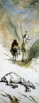 Don Quichotte Sancho Pansa et le mulet Morte 1867