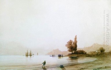 Uitzicht op de rotsachtige kust 1845