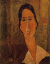 jeanne hebuterne with white collar 1919