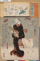 Bijin With A Dog In The Snow 1845