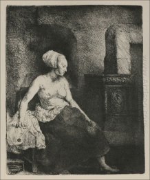 A Woman Seated Before A Dutch Stove 1658