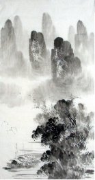 Mountain, Boat - Chinese Painting