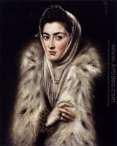 En dam i en Fur Wrap 1577-1580