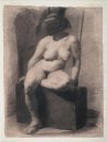 Maskierte nackten Frau, sitzend