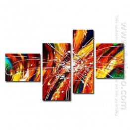 Hand-painted Abstract Oil Painting - Set of 4