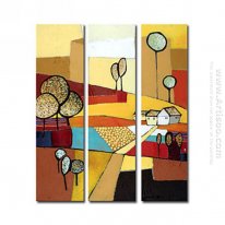 Hand-painted Abstract Oil Painting - Set of 3