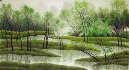 Arbres, rivière - peinture chinoise