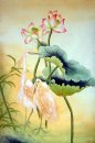 Crane & Lotus - peinture chinoise