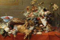 Nature morte avec fruits, Dead gibier, légumes, un singe en dire