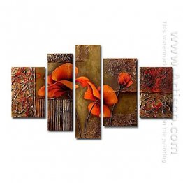 Hand-painted Floral Oil Painting - Set of 5