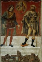 Saints Rocco en Romanee In Het Uitzicht Van De Stad Deruta 1478