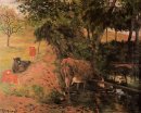 paysage avec des vaches dans un verger 1885