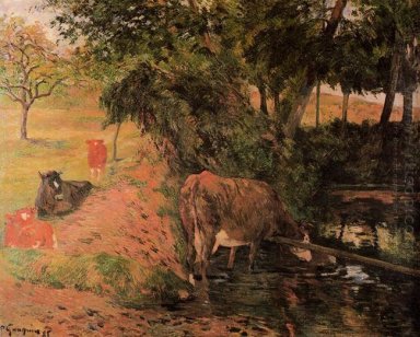 Landschap met koeien in een boomgaard 1885