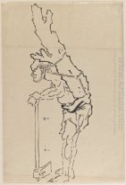 Drawing Of Man Resting On Axe And Carrying Part Of Tree Trunk On