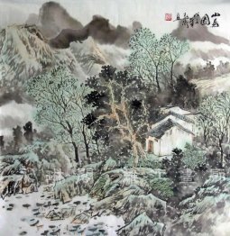 A farmhouse, tree - Chinese Painting