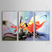 Hand-painted Abstract Oil Painting - Set of 3