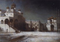 cathedral square in the moscow kremlin at night 1878