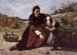 Breton Woman And Her Little Girl