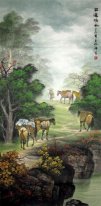 Les arbres, les chevaux - Peinture chinoise