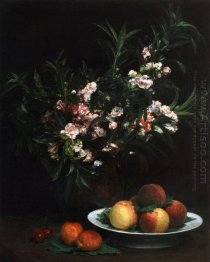 Still Life Impatiens Peaches And Apricots