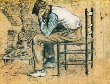 Peasant sitta vid brasan Worn Out 1881 1