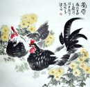 Krysantemum & Chicken - Chines Målning