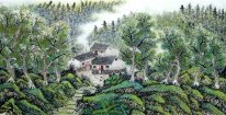 Countyard, деревья - китайской живописи