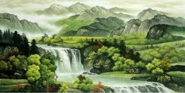 Landscape with waterfall - Chinese Painting