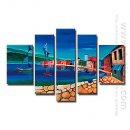 Tangan-Dicat Landscape Oil Painting - Set Dari 5