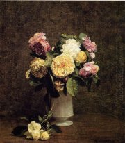 Roses dans un blanc porcelaine Vase 1874