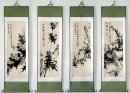 Bloemen, Set van 4 - ingebouwd - Chinees schilderij
