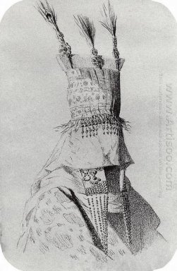 Kyrgyz Bride Outfit Dengan Headdress Meliputi Wajah 1870