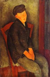 seated boy with cap 1918